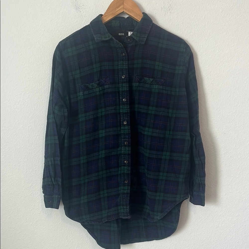 URBAN OUTFITTERS BDG Green and Blue Plaid Shirt